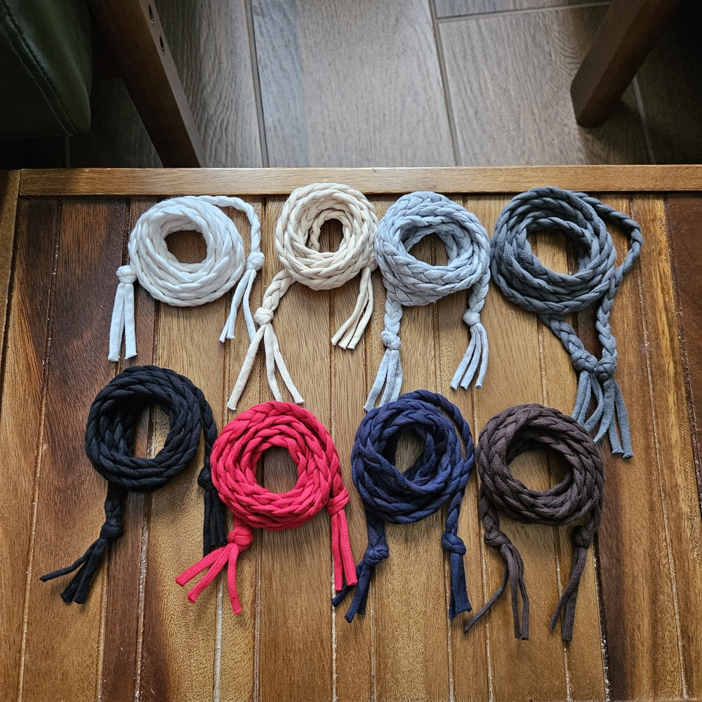 Set of Braided Cord Belts in Various Colors